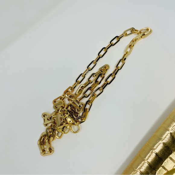 Tory Burch Gold Embossed Metallic Reva Clutch - Picture 5 of 8